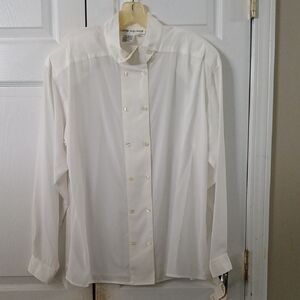 Lloyd Willams vintage white button down business casual blouse Sz 14 NWT